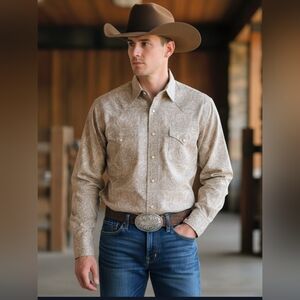 John Robshaw X Lucky Western Boho Longsleeve Shirt. EUC